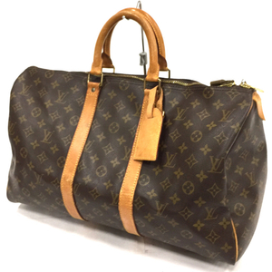 ルイヴィトン M41428 モノグラム キーポル45 ボストンバッグ ブランド鞄 茶系 ネームタグ付 LOUISVUITTON QR024-201