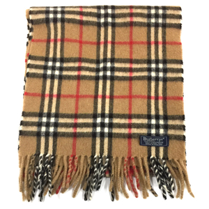 バーバリー カシミヤ100％ マフラー チェック フリンジ ノバチェック レディース ベージュ ファッション小物 BURBERRY