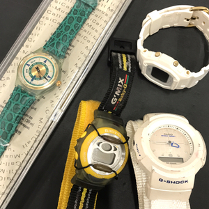 カシオ 腕時計 G-SHOCK AW-599 デジアナ クォーツ メンズ ホワイト 他 Baby-G / スウォッチ 含 計4点 セット