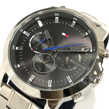 トミーヒルフィガー 腕時計 TH.410.1.14.2968 クロノ 黒文字盤 SVカラー金具 クォーツ メンズ 付属品有_画像1