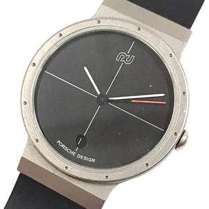 ポルシェデザイン 腕時計 ラウンド デイト 黒文字盤 3針 クォーツ メンズ 純正ベルト 稼働 PORSCHE DESIGN