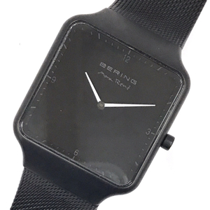 ベーリング Max Rene 腕時計 15832-123 スクエア 英字ロゴ 2針 クォーツ メンズ 純正ベルト ブラック 稼働 BERING