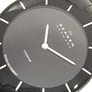 送料360円 スカーゲン チタン 585XLTMXB クォーツ 腕時計 稼働品 メンズ ブラック ファッション小物 SKAGEN 同梱NG