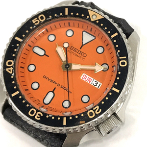 セイコー ダイバー デイデイト 自動巻 オートマチック 腕時計 7S26-0020 フェイスのみ メンズ オレンジ文字盤