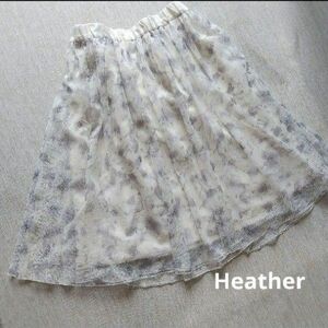 Heather フレアーチュールスカート ホワイト系 フリーサイズ ひざ丈
