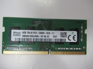 ノートPC用メモリー　SK hynix KOREA 4GB 1R×16 PC4-2666V 1枚のみ　Used 動作品