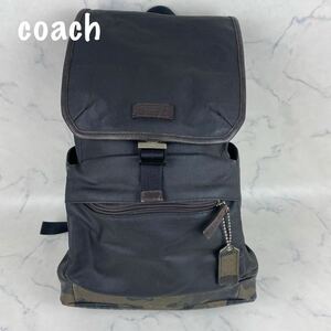 COACH コーチ ヘリテージ 迷彩 カモフラ シグネチャー PVCレザー×キャンバス バックパック リュック バッグ メンズ 大容量