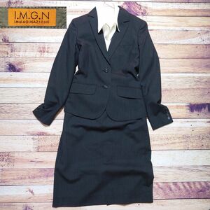 【IMGN】 スカートスーツ セットアップ グレー リクルート　ウール　洋服の青山　サイズ違い　上着9 スカート11　