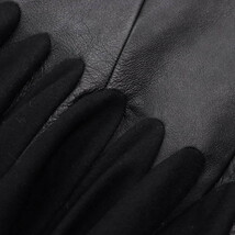 Yohji Yamamoto/ヨウジヤマモト レディース ロング フレアスカート ウール×羊革 レザー 異素材切替 1 S 黒 [NEW]★61BB07_画像4