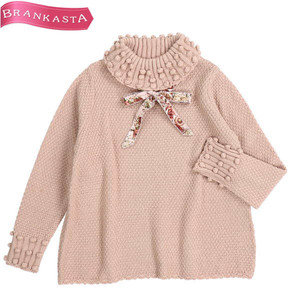 【美品・定価2.5万】PINK HOUSE/ピンクハウス 長袖 ニット トップス タートルネック 2way 花柄リボン ベージュ系[NEW]★51LG38