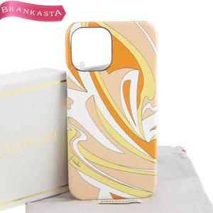 【美品・定価2.4万】EMILIO PUCCI/エミリオプッチ iPhoneケース iPhone12 PRO MAX プッチ柄 レザー オレンジ他 [NEW]★62BA89