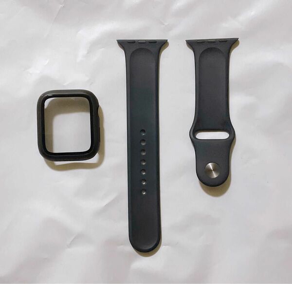 Apple Watch 44mm/SE/6/5/4 高透明 ガラス一体型PCケース ミッドナイトスポーツバンド 純正品 送料込み