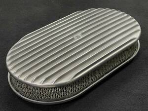  aluminium polish oval 15 -inch air cleaner used 1 piece ( bolt attached less ) full fins design top Oval, Flat Base,