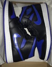 NIKE AIR JORDAN 1 MID BLACK/BLUE ナイキ エアジョーダン1 ミッド ブラック/ブルー（554724-068）青27.5cm箱あり_画像2