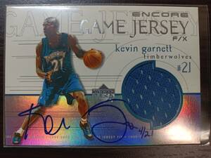 【超絶レア】99/00 UD EnCore Game Worn Jersey Auto Card Kevin Garnett 超初期 (/21)【貴重品】