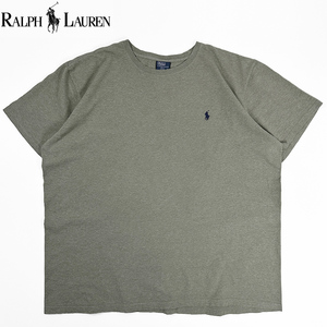 90s ビンテージ◎Polo Ralph Lauren ポニー 刺繍 無地 Tシャツ XL レアカラー 杢 モスグリーン ポロ ラルフローレン // USA製 素材 規格品