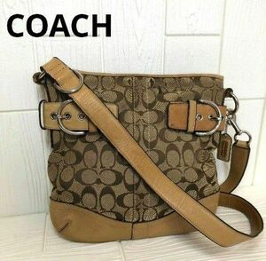 COACH コーチ シグネチャー ショルダーバッグ　ベージュ系