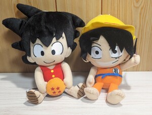 希少★新品★未使用　ドラゴンボールZワンピース　コラボ　ぬいぐるみ　孫悟空　ルフィ　マスコット JUMP40周年