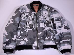 希少 ROUGH SIMMONS Ora! Ora! Ora! Patched Bomber Jacket/ジョジョの奇妙な冒険 オーバーサイズ ボンバージャケット MA-1 L/ラフシモンズ