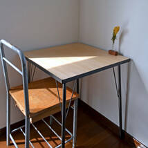 Simple cafe table black 60 iron leg テーブル シナ合板 カフェ コンパクト 鉄脚 鉄脚 シンプル _画像4