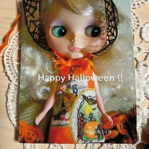 新品★little bird様ハンドメイド★ネオブライスサイズ服★ハロウィンワンピース＆クモの巣ヘッドドレス★Blythe・かぼちゃの画像5