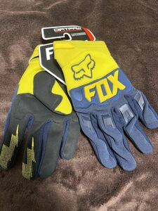 L【最安値】黄 紺色 イエロー ネイビー FOX RACING フォックス グローブ手袋 バイク モトクロス オフロード MX レーシング MTB 春 夏 秋