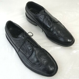 70s/USA製/Vintage☆シアーズ/Sears/easy flex☆シボ本革/ロングウイングチップ【9.5D/27.0-27.5/黒/BLACK】LAST229/dress shoes◇bJ-69