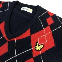 スコットランド/Hawick製☆ライル＆スコット/Lyle&Scott☆100％カシミヤ/アーガイル柄セーター【40/メンズL/濃紺/赤】sweater/90s?◇mBH371_画像8