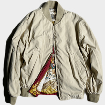 定価40万超! 80s エルメス リバーシブル ジャケット ma1 ma-1 hermes reversible jacket france フランス シルク silk 50 レア ベージュ 着_画像1