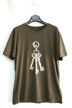 FENDI フェンディ キー柄 刺繍 ロゴ Tシャツ ブラウン サイズM_画像1