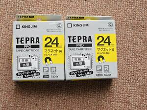 純正 キングジム　Kingjim テプラPRO　テープカートリッジ マグネットテープ 24mm 黄ラベル/黒文字 長さ1.5m SJ24Y　未使用　2個　セット