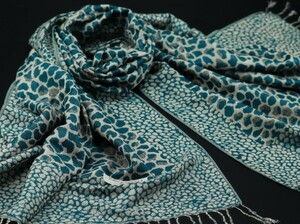 blakafee #BF-0326 極上 パシュミナ 大判 ストール【グリーン/ベージュ系/Leopard_豹】High Quality Pashmina Collection