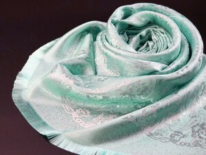 blakafee #BF-5151 極上 シルク 大判 ストール 【ライトブルー系/Gorgeous Flower】 * High Quality Silk Collection*