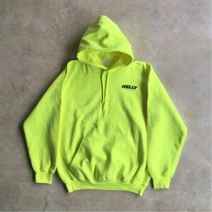 【KELLY】企業物 ワンポイント プルオーバーパーカー/UTILITY FIELD SERVICES 蛍光イエロー L GILDAN ヴィンテージ 90s