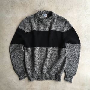 【ENVIRONMENTAL CLOTHING CO】メランジラインウールニット/USA製 ブラック×グレー ビンテージ 80s90s