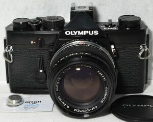 【整備/性能測定済】オリンパス　OM-1 ブラック＋G.ZUIKO 50mmF1.4 ペンタプリズム腐食無し_レンズ内チリ多目(187938-88)