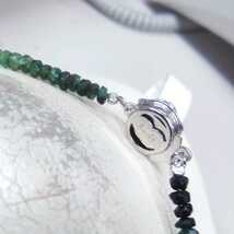 ●ハ1285H◎キラキラ　緑色天然石　シンプルデザインネックレス　留め具SILVER刻印有り　45センチ◎送料込み◎_画像5