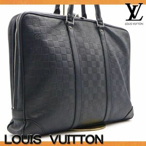 【使用わずか 極美品】ルイヴィトン LOUIS VUITTON ダミエ アンフィニ ポルトドキュマン ヴォワヤージュ メンズ ハンド バッグ 通勤 通学