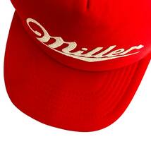 【キャップ / 帽子】Miller Beer (ミラー)　ビンテージ　メッシュキャップ　ラバープリント　Sportcap製　レッド　赤　ホワイト　白　古着_画像3