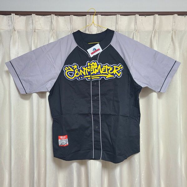 Centimeter mop baseball shirt　センチメーター　ベースボールシャツ　シャツブラウス　ブラック×グレーL