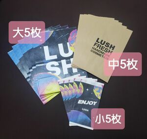 【新品未使用】バラ売り不可LUSHショッパー紙袋5枚＆中サイズ5枚＆小袋封筒 5枚