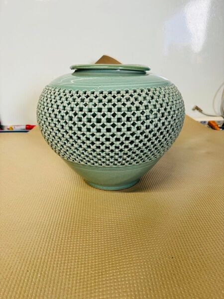 全国配送無料!★海峯★陶器 壺 ツボ 飾り物 置き物 工藝品