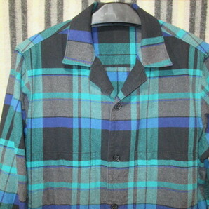 古着 開襟シャツ ネルシャツ（Lサイズ）オープンシャツ チェックシャツ ロカビリーシャツの画像2