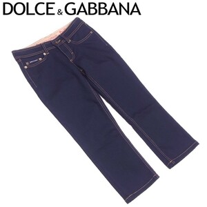  Dolce & Gabbana jeans cropped pants lady's #24 size Dolce&Gabbana indigo Denim navy beige used 