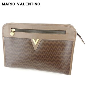 Mario Valentino Clutch Mag Sack Second Sack Ladies v Mark Brown Beige Gold Используется