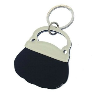  Furla key ring key holder charm lady's back motif black × white × silver used 