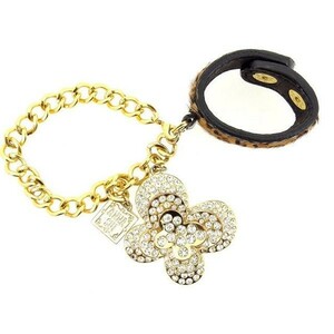  Anna Sui glove holder lady's rhinestone attaching butterfly Gold × Brown × black used 