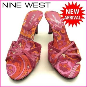  Nine West mules sandals (6*1/2M) Cross design peiz Lee used 