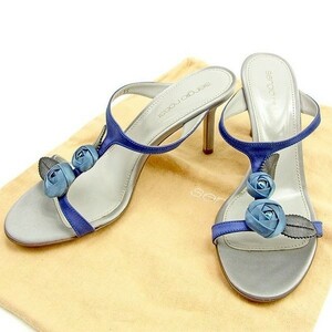 Sergio Rossi Sandal Shoes Shoes Ladies ♯ 35 T РЕЗАНИЙ ROSE X Каменный темно -синий x x Grey