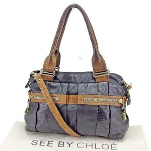  See by Chloe 2WAY сумка на плечо наклонный .. плечо женский Date риппер черный × Brown × серебряный × Gold б/у 